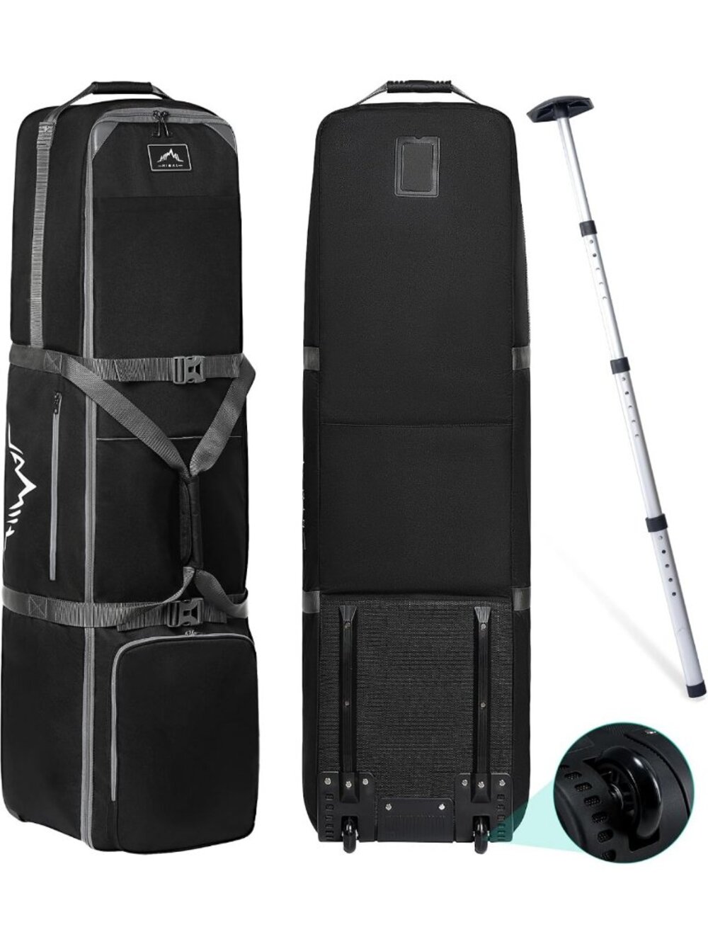 Durable Golf Travel Bag with Adjustable Support Rod, 900D Heavy Duty Fabric